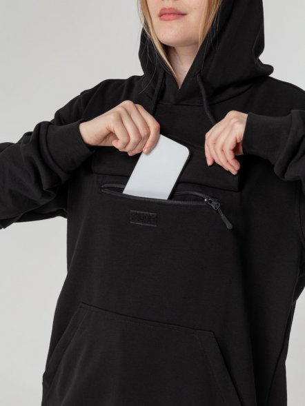 Худи унисекс с карманом на груди Chest Pocket, черное 