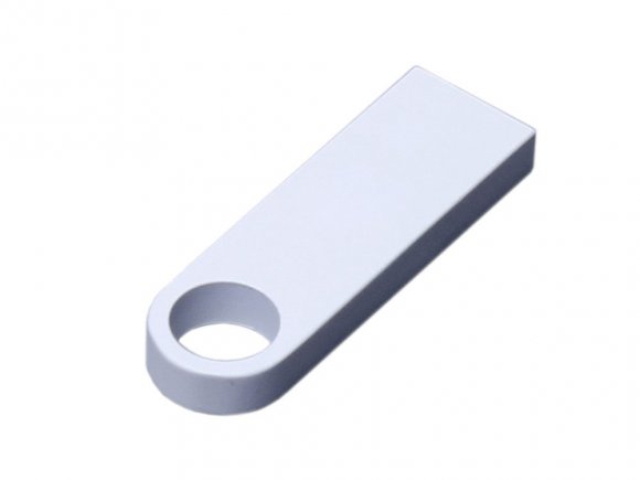 USB 2.0-флешка на 16 Гб с мини чипом и круглым отверстием, белый 
