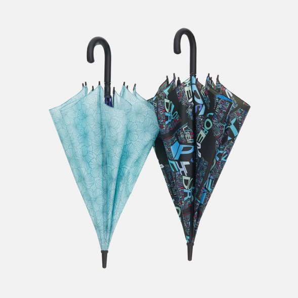 Зонт-трость Undercolor с полной запечаткой на заказ, с бирюзовыми спицами 