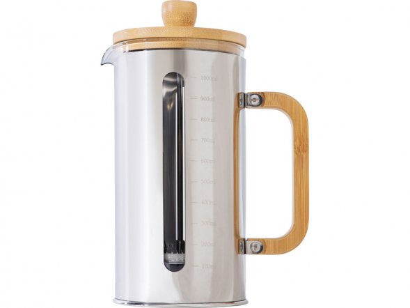 Френч-пресс в стальном корпусе и ручкой из бамбука Coffee break, 1000 мл 