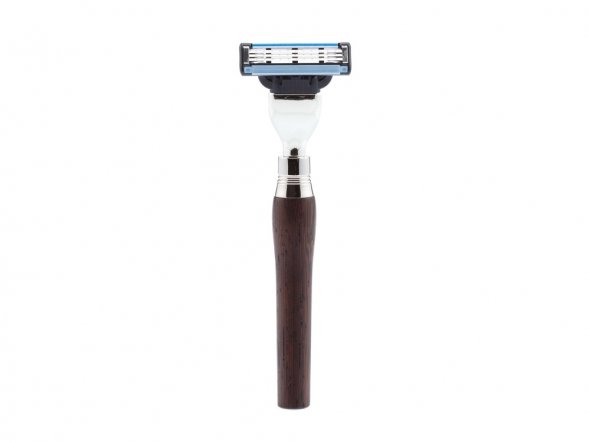 Бритвенный набор Mondial: станок MACH3, помазок, подставка; дерево Венге 