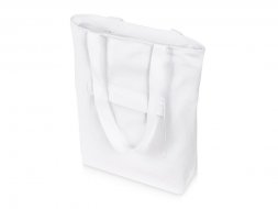 Сумка на молнии Zipper из хлопка 280 г c карманом на молнии спереди, белый