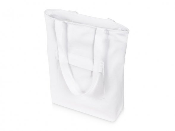 Сумка на молнии Zipper из хлопка 280 г c карманом на молнии спереди, белый 