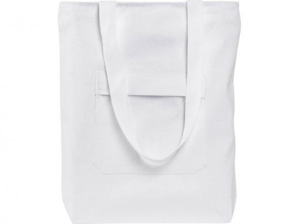 Сумка на молнии Zipper из хлопка 280 г c карманом на молнии спереди, белый 