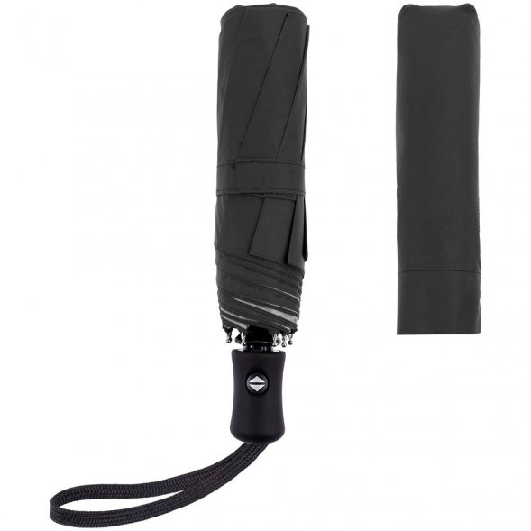 Зонт складной Manifest Color со светоотражающим куполом, черный 