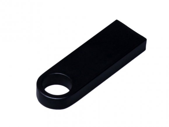 USB 2.0-флешка на 16 Гб с мини чипом и круглым отверстием, черный 