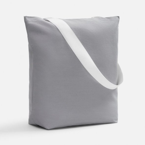 Шопер B5, серый с широкими белыми ручками 