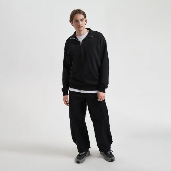 Толстовка на молнии унисекс FLOW, черная, размер 3XL/4XL 