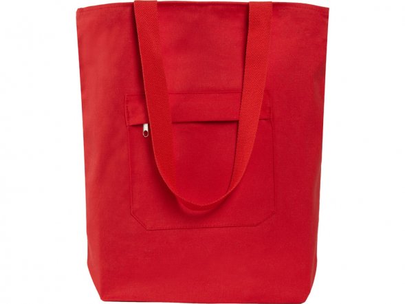 Сумка на молнии Zipper из хлопка 280 г c карманом на молнии спереди, красный 