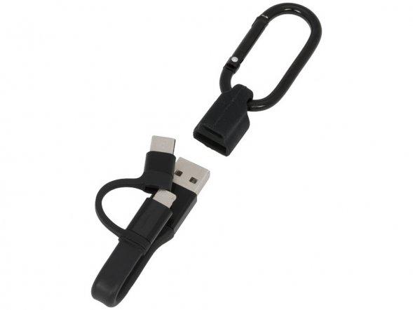 Кабель для зарядки Fold 3-в-1 с карабином, черный 