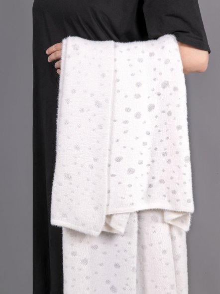 Плед Snowspot Fluffy, белый с люрексом 