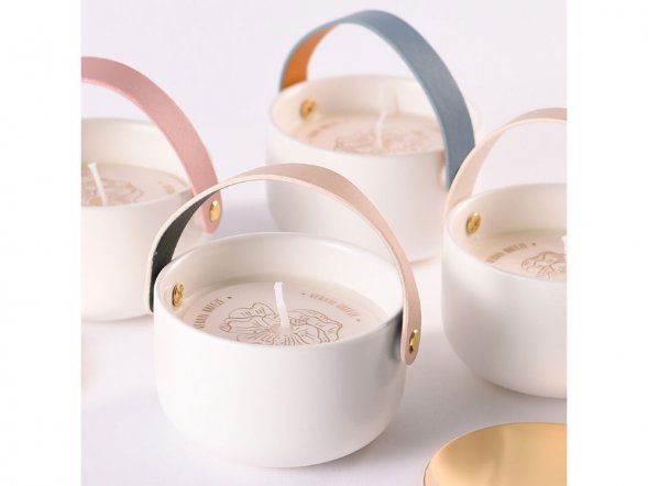 Свеча Valerie Concept с крышкой CNDL 5 PINK, белый/розовый 