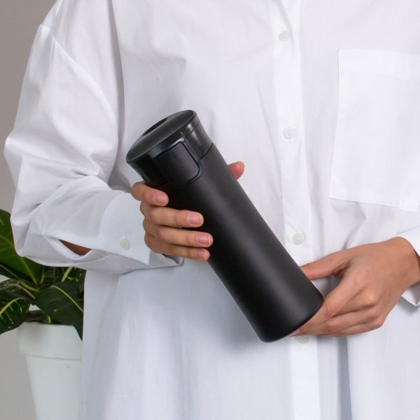 Термокружка вакуумная герметичная Baleo, черная 