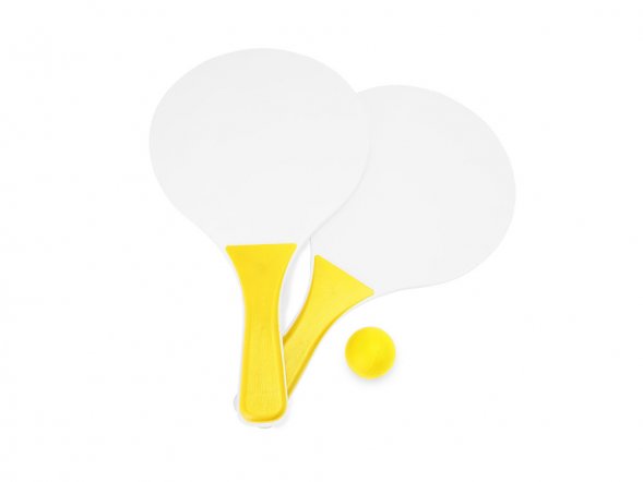 Набор FEROE для игры на пляже (2 ракетки и мячик), белый/желтый 