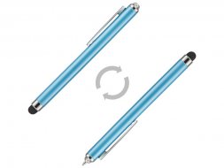 Ручка шариковая Nilsia со стилусом, голубой, черные черный чернила