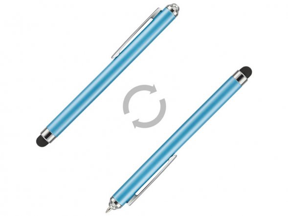 Ручка шариковая Nilsia со стилусом, голубой, черные черный чернила 