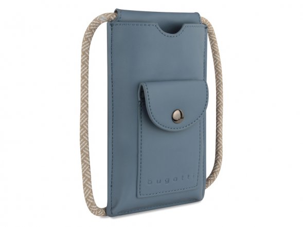 Сумка-чехол для мобильного телефона BUGATTI Almata, голубая, полиуретан, 11x2x18 см 