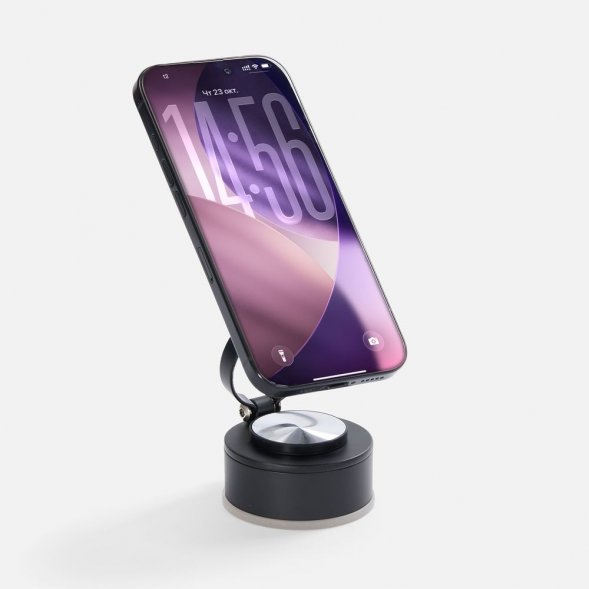 Вакуумный магнитный держатель airFix, черный с серым 