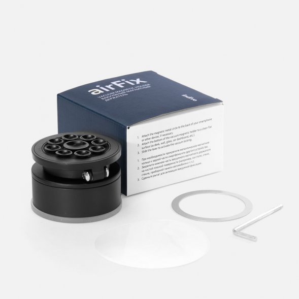 Вакуумный магнитный держатель airFix, черный с серым 
