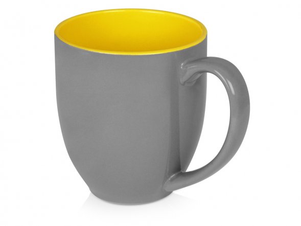 Кружка керамическая Gracy 450мл, серый/желтый 