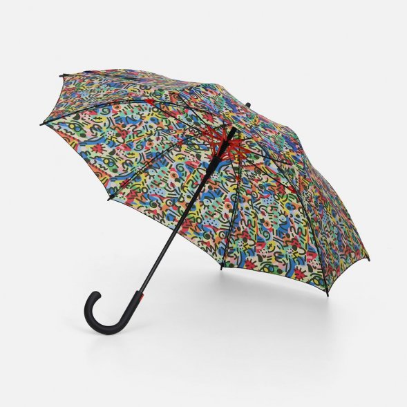 Зонт-трость Undercolor с полной запечаткой на заказ, с красными спицами 