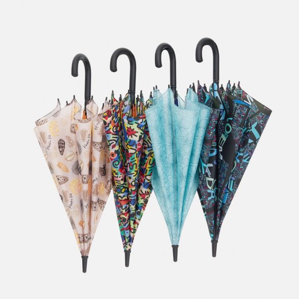 Зонт-трость Undercolor с полной запечаткой на заказ, с красными спицами 