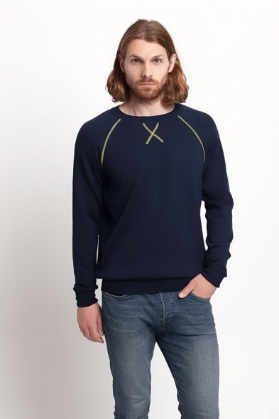 Джемпер Stitch с контрастной отделкой, синий с зеленым 