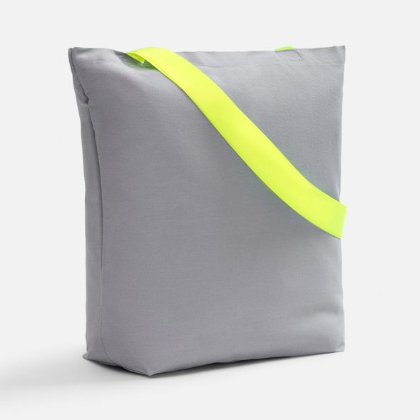 Шопер B5, серый с широкими желтыми ручками 