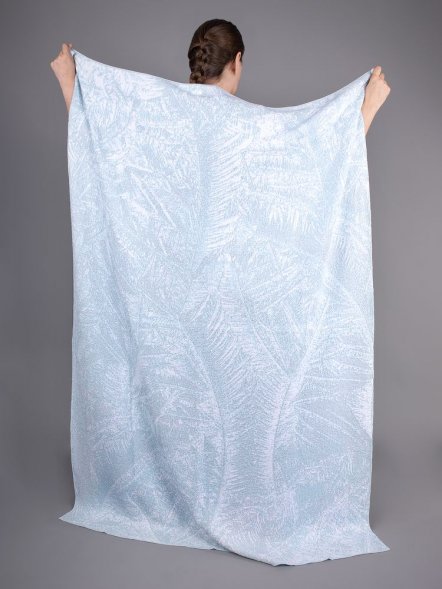 Плед Frostic, бело-голубой с люрексом 