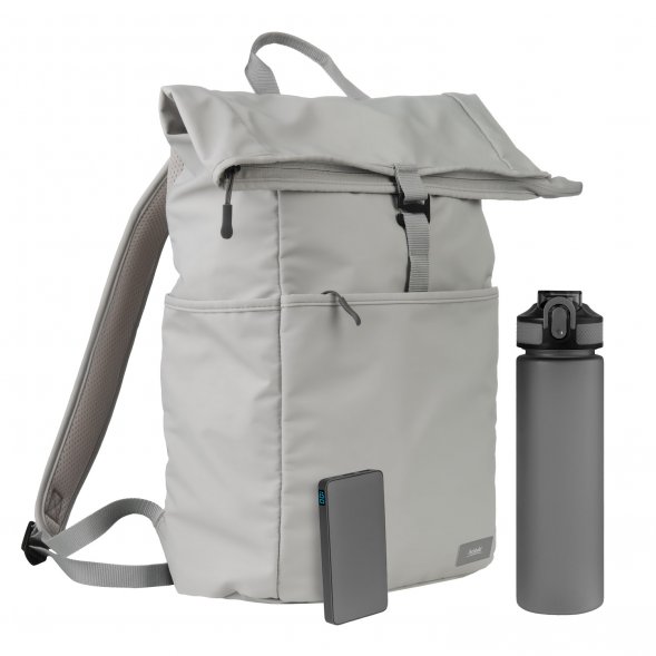 Подарочный набор Boston, серый (бутылка, ЗУ, рюкзак) 