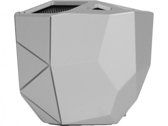 Портативная колонка Geo, серебристый + синяя подсветка 