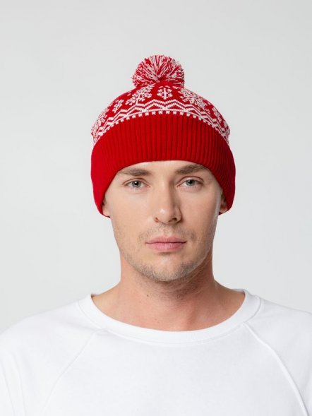 Шапка Elnik, красная с молочно-белым 