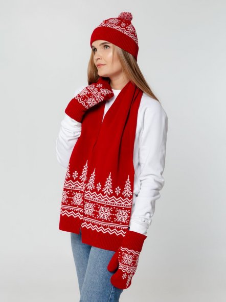 Шапка Elnik, красная с молочно-белым 