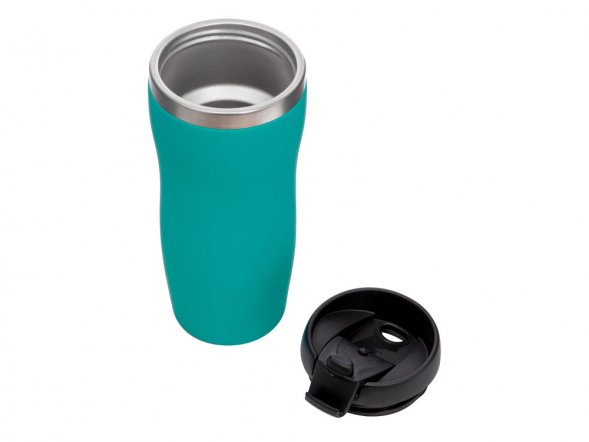 Термокружка Mony Steel 350 мл, soft touch, бирюзовый 320C (P) 