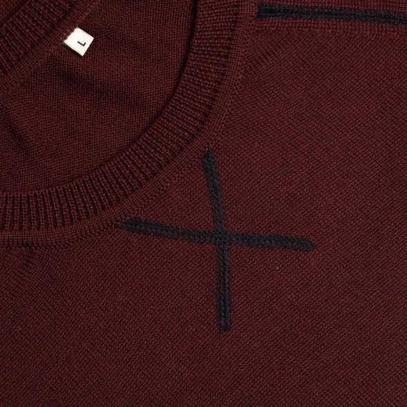 Джемпер Stitch с контрастной отделкой, бордовый с синим 