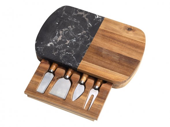 Набор для сыра в подарочной коробке из акации и мрамора Date 