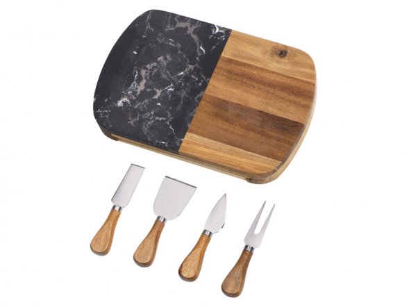 Набор для сыра в подарочной коробке из акации и мрамора Date 