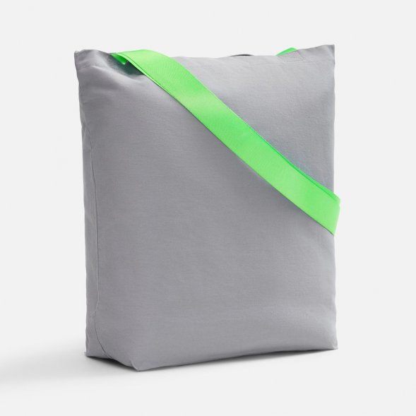 Шопер B5, серый с широкими зелеными ручками 