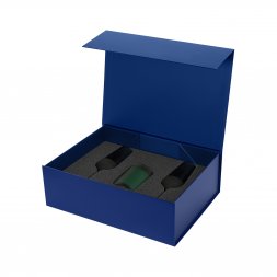 Подарочный набор свеча Enigma + 2 бокала для шампанского Emerald в синей коробке