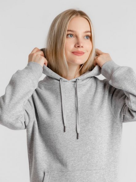 Толстовка с капюшоном унисекс King, серый меланж 