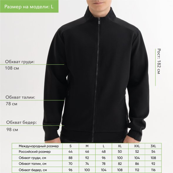 Толстовка на молнии ASTIN черная 