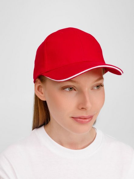 Бейсболка Buffalo, красная с белым 