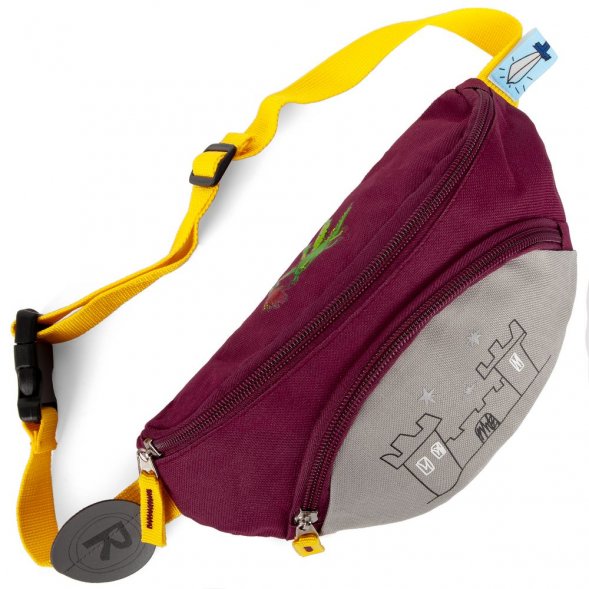 Поясная сумка детская Kiddo, бордовая с серым 