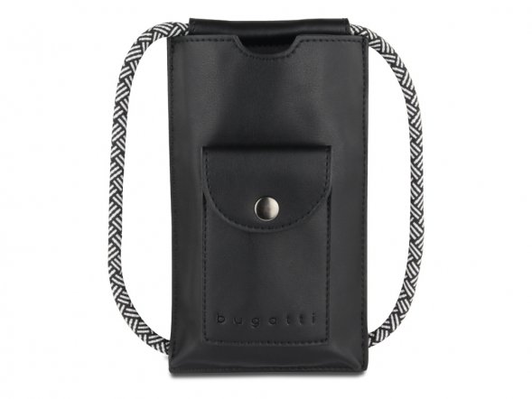 Сумка-чехол для мобильного телефона BUGATTI Almata, чёрная, полиуретан, 11x2x18 см 