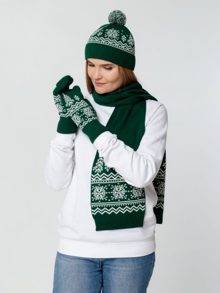 Шапка Elnik, зеленая с молочно-белым 