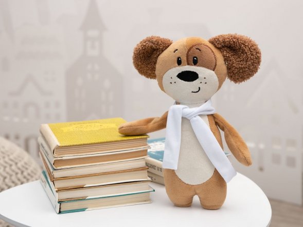 Мягкая игрушка Beastie Toys, собачка с белым шарфом 