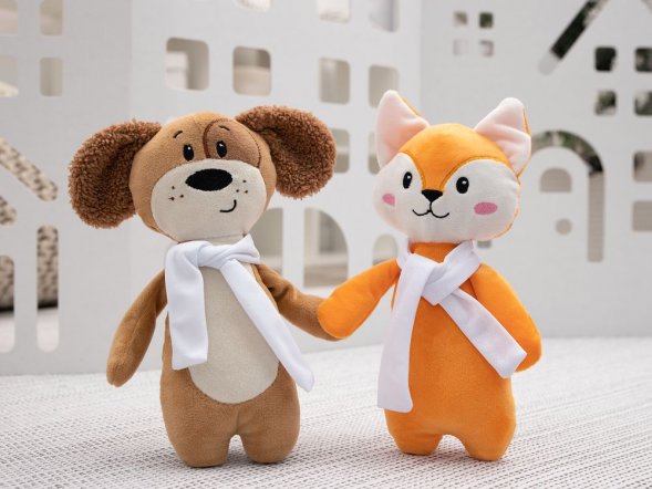 Мягкая игрушка Beastie Toys, собачка с белым шарфом 