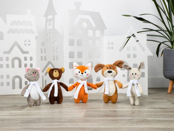 Мягкая игрушка Beastie Toys, собачка с белым шарфом 