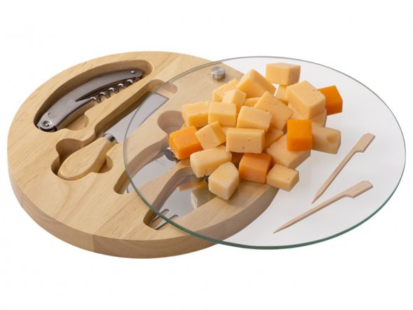 Набор для сыра Rendezvous круглый, со стеклянной крышкой 