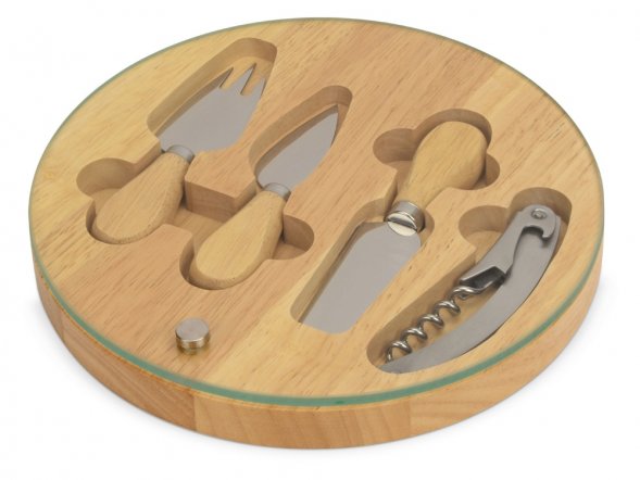 Набор для сыра Rendezvous круглый, со стеклянной крышкой 